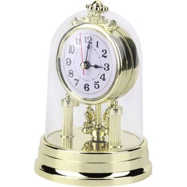 Mantel Clock Table Round Clocks Antique Silent Desk Clock, European Retro Style Gold Table Digital Clocks for Living Room Bedroom Office Home Decor