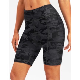Women's 4D Padded Bike Shorts Cycling Padding Riding Bicycle Road Mountain Biking Cycle Spin Shorts for Women with Zipper Pockets(Camo Black,XS)