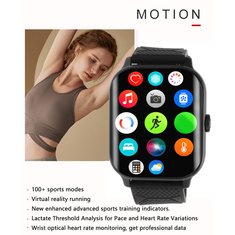 2.02in Curved Screen Smart Watch Blood Glucose Measure Health Monitor