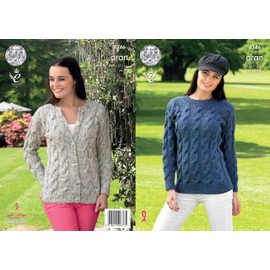 King Cole 4346 Knitting Pattern Sweater and Cardigan in King Cole Fashion Aran