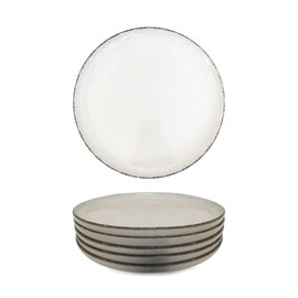 Gusto Buono 10.63" Stoneware Dinner Plates - Set of 6 | Vanilla - Antique Border | Durable, Dishwasher & Microwave Safe | Ideal for Indoor & Outdoor Dining | Elegant Collection Dishes for Kitchen