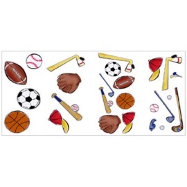 Borders Unlimited LETS PLAY BALL Basketball Football Kids Self Adhesive 25 Wall Appliques Decals