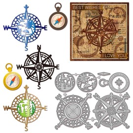GLOBLELAND Compass Frame Cutting Dies for DIY Scrapbooking Metal Forest Seaside Border Cut Dies for Card Making Embossing Photo Album Craft Decor