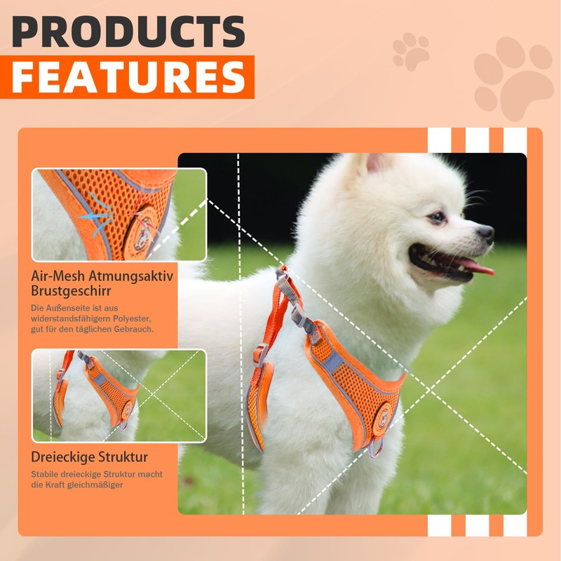 Dog Harness with Dog Lead Set, Air Mesh Breathable Chest