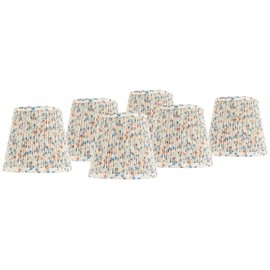 4" Top x 6" Bottom x 5 1/2" High x 5 1/2" Slant Print Lamp Shade Replacement Set of 6 Small Blue Red Empire Round Modern Fabric Leaf Pleated Floral Clip On - Springcrest