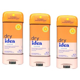 DRY IDEA Advanced Dry Unscented Antiperspirant & Deodorant Clear Gel, 3 Oz (Pack of 3)