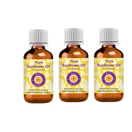 Deve Herbes Pure Sunflower Oil (Helianthus annuus) Cold Pressed (Pack of Three)100ml X 3 (10 oz)