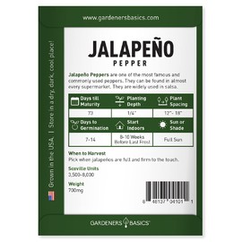 Gardeners Basics, Jalapeno Pepper Seeds for Planting Heirloom Non-GMO Jalapeno Peppers Plant Seeds for Home Garden Vegetables Makes a Great Gift for Gardeners