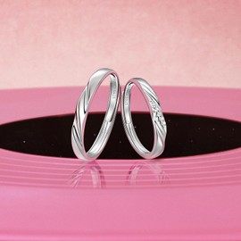 Fancime S925 Couple Necklace, Women's, Men's, Heart Beat, Engagement, Set of 2, Zirconia, Silver, Couples Engagement Ring, Wedding Band, Christmas, White Day, Anniversary, Gift, Gift Wrapping Included