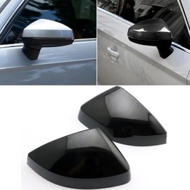 Cakievro Für A3 S3 8V RS3 2013 2014 2015 2016 2017 2018 2019 Rückspiegel-Schutzhülle mit Kohlefaser-Muster oder schwarzer Abdeckung (glänzendes Schwarz)