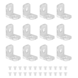 JCBIZ 12PCS 15 x 15mm x 10mm Acrylic Clear L-Shaped Corner Brackets - Right Angle Joint Brace Support for Furniture, Hardware, Drawer, Corner Stand