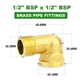 TAISHER 5 Pcs 90 Degree Barstock Street Elbow, 1/2 Inch BSP Male Pipe to 1/2 Inch BSP Female Brass Pipe Fitting, for Water Oill Air Gas