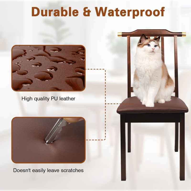 WUSOUPU Leather Seat Covers for Dining Chairs Waterproof Chair Seat