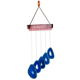 mookaitedecor Blue Agate Slices Wind Chimes for Home Garden Decoration 13-19 Inches