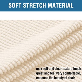 Smarcute Stretch Dining Chair Jacquard Fabric Slipcovers Washable Removable Chair Slipcover Dining Chair Protector Cover for Dining Room Set of 2，Natural