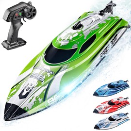 BEZGAR RC Boat, 12 inch Remote Control Boat for Kids and Adults, 25 KPH Fast RC Speed Boats with 700mAh Battery, Ideal Waterproof Toy Boats for Lakes & Pools - TX126 Green