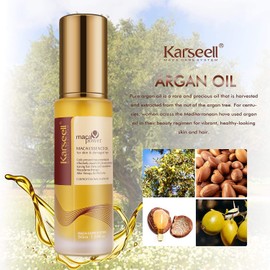 Karseell Hair Oil Moroccan Argan Oil for Hair & Skin, Cold Pressed Maca Essence Argan Oil Hair Oil for Dry Damaged Hair All Hair Types 50ml