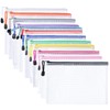 Plastic Wallets - 12 Pcs Zip Lock Bags Plastic Folders Document Wallets, A4 Zip Wallets Plastic Zipper Bag Document Folder, 12 Colours Plastic Pockets for School, Office, Home