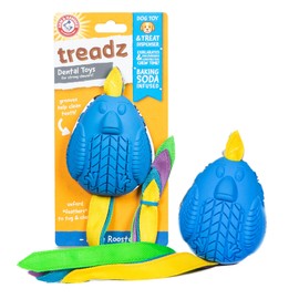 Arm & Hammer for Pets Super Treadz Large Rooster Dental Chew Toy for Dogs - Dog Dental Toys Help Reduce Plaque & Tartar Buildup Without Brushing - Safe for Dogs up to 35 Lbs