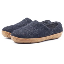Nootkas Women's Felted Merino Wool 'Victoria' House Shoe with Rubber Sole (Charcoal - 8.5-9.0)