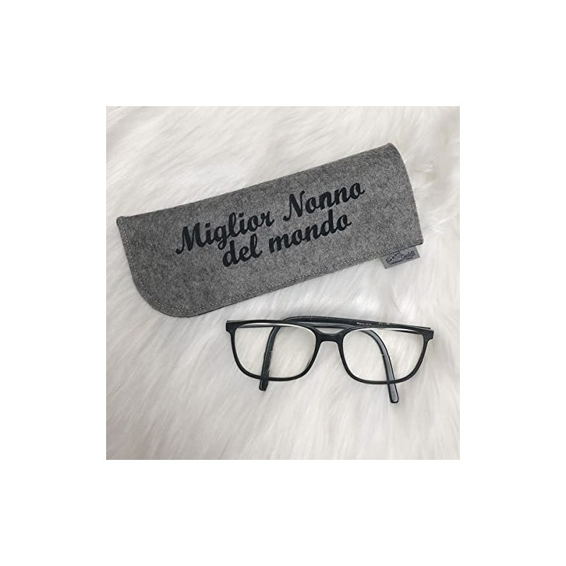 Goldi-Design Miglior Nonno del Mondo Glasses Case, grey/black
