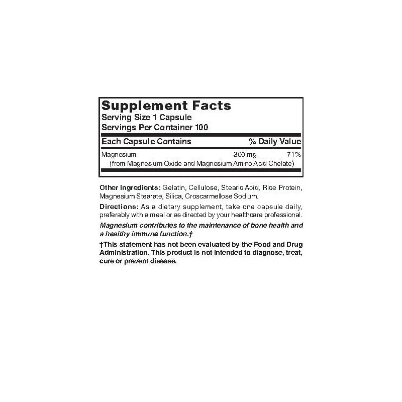 Nature's Blend Elemental Magnesium Amino Acid Chelate 300 mg, 100