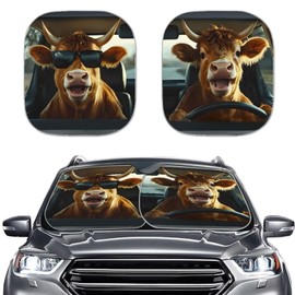 JEOCODY Cute Car Car Windshield Sunshade 2 Piece Foldable Auto Windshield Covers Front Window Suns Shade Visor Shield Shade Keeps Vehicle Cool Suitable for Most Vehicles