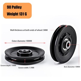 LZDGCC 8PCS 90MM/3.5" Nylon Pulley Wheel Replace, Universal Pulley System Gym Workout for Gym Equipment Part Cable Machine, Wearproof Abration Bearing Pulley, DIY Gym Pulley System Garage Door Home