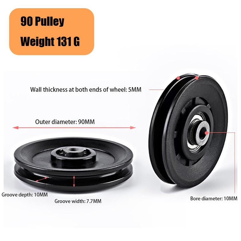 LZDGCC 8PCS 90MM/3.5" Nylon Pulley Wheel Replace, Universal Pulley System