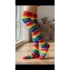 Sexy Media Calceta Rayada Rainbow Arcoiris Lolita Payaso