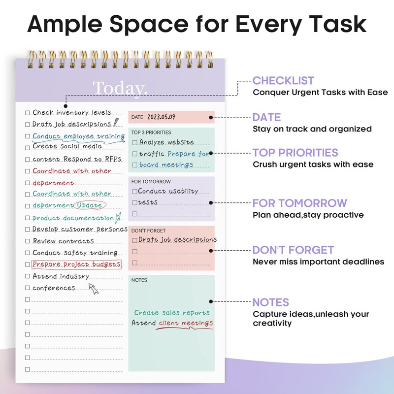 Taja To Do List Notepad - To Do List Notebook