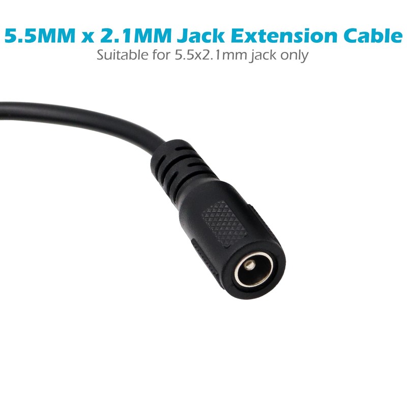 2-Pack 10FT DC Power Extension Cable, 5.5mm x 2.1mm Male