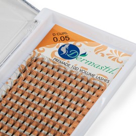 Dermastil 10D Premade Handmade Volume Eyelashes, D Curl, Thickness 0.05 mm, Ready Fan without Knots for Eyelash Extension, PBT Vegan, 16 Strips Box (Mix Lengths)