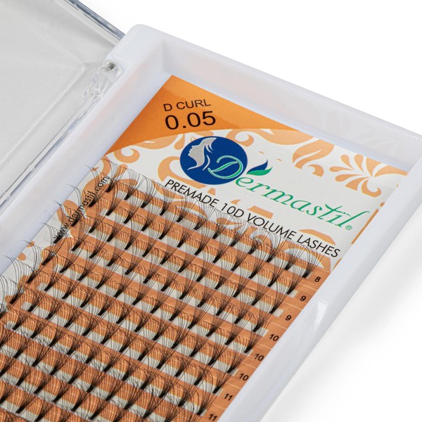 Dermastil 10D Premade Handmade Volume Eyelashes, D Curl, Thickness 0.05