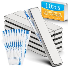 Grtard 10Pack Magnets Bar, Neodymium Magnet Strips Heavy Duty, Rare Earth Magnets with Double-Sided Adhesive for Fridge, Garage, Kitchen, Science, Craft, Office, DIY - 60 x 10 x 3 mm