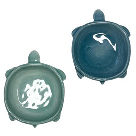 Top Brass Set of 2 – Ceramic Sea Turtle Jewelry Dish/Tray – Teal Blue and Turquoise Green Glazed Finish – Coastal Ocean Beach Décor Storage Trinket – Rings, Earrings, Necklace, Keys, Coins