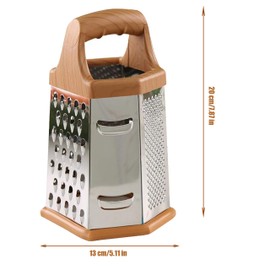 Square Grater Vegetable Slicer Stainless Steel 6 Grating Surfaces Multi Grater Kitchen Grater for Fine/Coarse Grating and Cutting