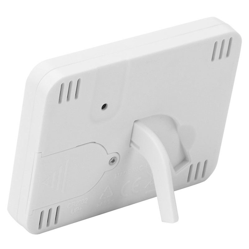 TS‑9606 Multifunctional Indoor Thermometer Hygrometer Clock Temperature and Humidity MeterWhite