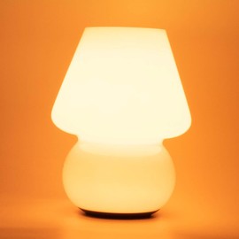 HEQET Dimmable Mushroom Table Lamp Orange Warm Lamp,Retro Accent Cute Cozy Ambient Desk Lamp, Bedroom Decor Aesthetic Lamp Nightstand Decor,Unique Home Decor