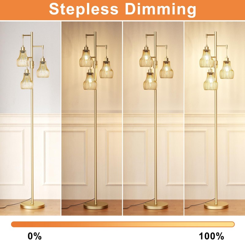 Ziisee Dimmable Gold Floor Lamps for Living Room, 70" Farmhouse