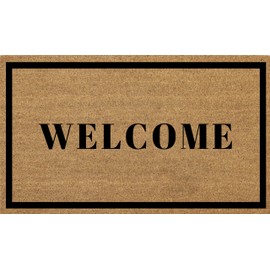 COCONIQ Coir Door Mats 17" X 30", Non-Slip Sturdy, PVC Backed Heavy Duty, Easy to Clean, Ideal for Door Entrance, Patio, Porch, Backyard, Garages, Welcome with Border