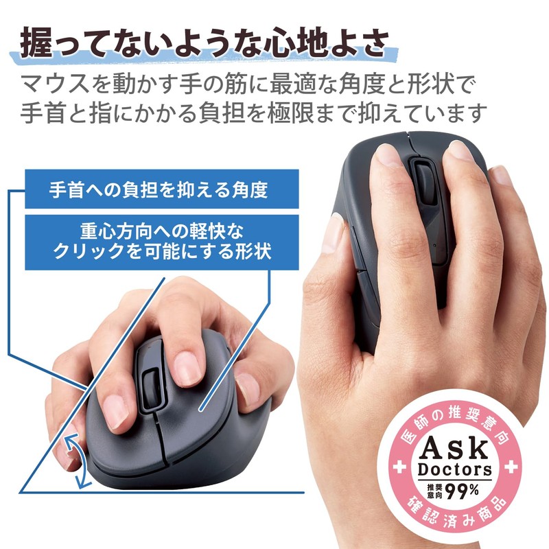 Elecom M-XGS30DBSKBK EX-G Wireless Mouse, 2.4 GHz, Silent, Small, 5