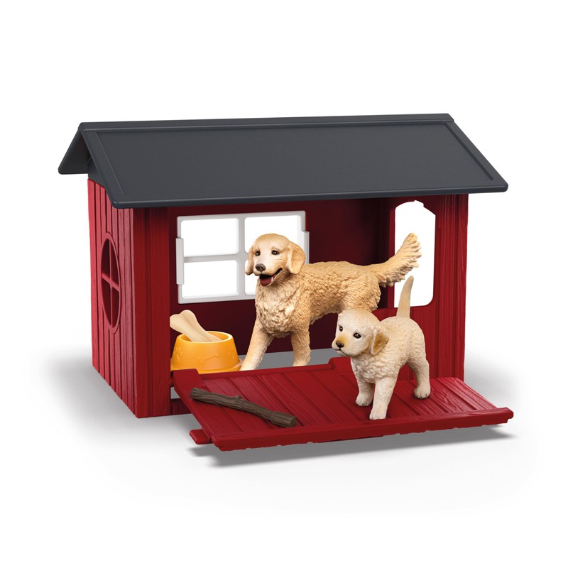 schleich Farm World 42722 Dog Kennel with Golden Retrievers, from