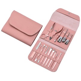 DAWNTREES Nail Clippers Set 16 in 1 Manicure Set Stainless Steel Professional Pedicure Set,women's nail clippers,Rose gold Nail Scissors,Nail File, Nose Hair Scissors,Eyebrow Razor.