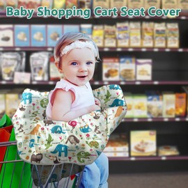 Shopping Cart Cover for Baby, High Chair Cover, Cart Cover for Babies, Kids& Toddlers, Portable 2-in-1 Design, Includes Free Carry Bag for Market and Resturant Use(Cute Zoo)