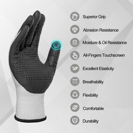PROMEDIX P Mens Work Gloves,MicroFoam Nitrile Coated Work Gloves,Seamless Knit Nylon&Spandex Safety Gardening Gloves