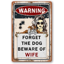 Funny Metal Garage Signs For Men Room Decor Vintage Bar Home Pub Office Wall Decorations Forget The Dog Beware Of Wife Tin Signs 8x12 Inch