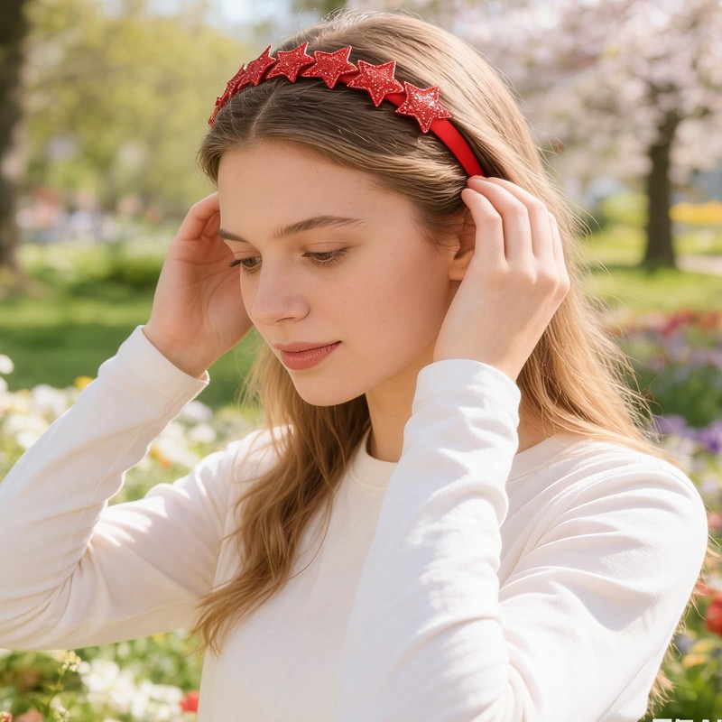 10pcs Glitter Star Headbands for Girls Colorful Sparkle Hair Hoop