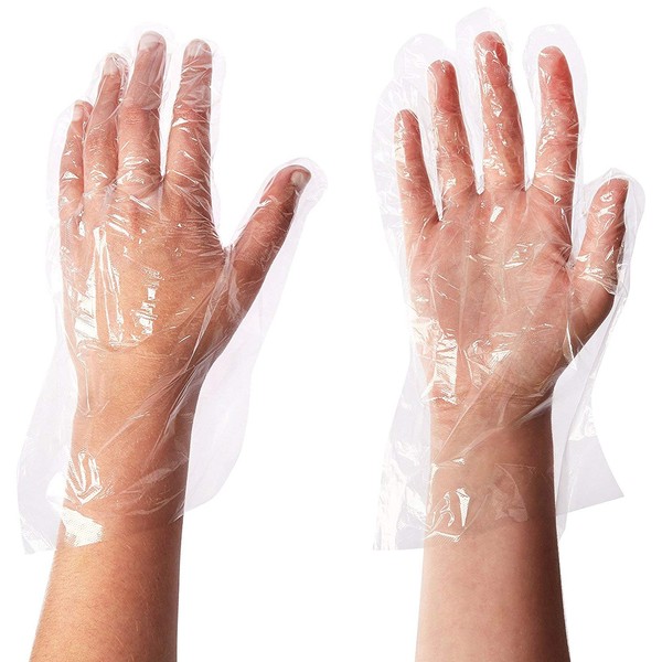 Disposable PE Plastic Gloves / BPA - Rubber - Latex Free / Food Preparation - Cleaning Poly Gloves Size Large Box of 500