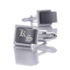 ID Cufflinks Silver/Black with Engraving Stainless Steel Wedding with Box,